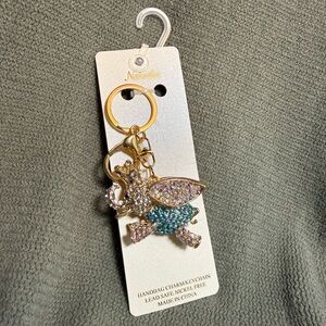 Natasha Couture Multicolor Sparkle Keychain flying elephant